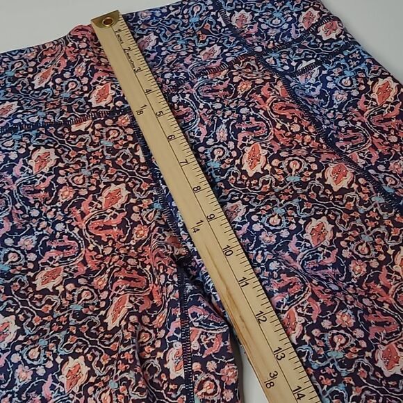 M ATHLETA CHATARUNGA pink blue coral TAPESTRY HIGH RISE LEGGINGS medium - Picture 4 of 9